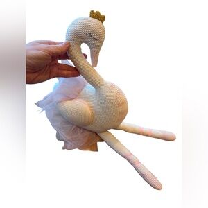 Living Textiles Suzi Swan Ballerina Knit Rattle Plush 18”